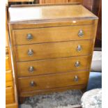A Mid 20th Century Oak Four Drawer Bedroom Chest with Galleried Back, 77cm wide