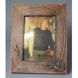 A Modern Rectangular Easel Back Photo Frame with Relief Fly Fishing Decoration, 25cm high