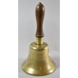 A Brass Fiddian School Bell with Turned Wooden Handle