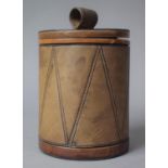 A Vintage Leather and Wood Cylindrical Tobacco Pot/Ice Bucket in the Form of a Drum, 26cm high