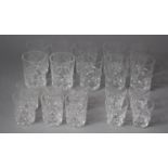 A Collection of Various Royal Brierley Cut Glass Bruce Pattern Glasses to Include Ten Small