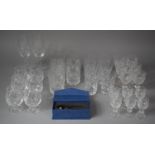 A Collection of Cut Glass Drinking Glasses to Include Webb-Corbett Brandies, Tumblers, Champagne