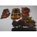 Four Carved Jamaican Wooden Panels