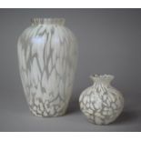 Two Pieces of Royal Brierley Studio Mottled White and Clear Iridescent Colourway Glass Vases, 15.5cm