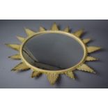 A Mid 20th Century Metal Framed Starburst Convex Wall Mirror, 53cm Diameter