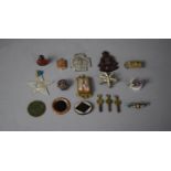 A Collection of Period Costume Jewellery and Medallions to Include Victorian Enamelled Brooch, Brass