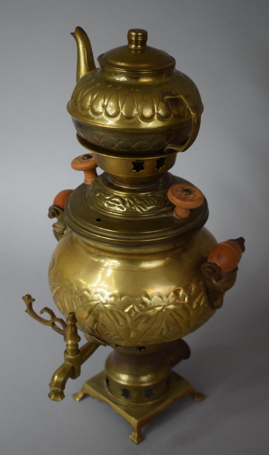 A Souvenir Brass North African Samovar with Removable Teapot, 38cm high - Image 2 of 2