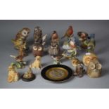A Collection of Bird and Animal Ornaments to include Beswick Whitethroat, Bisque Examples,