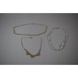 A Collection of Three 1950's Necklaces to Include Faux Pearl, Diamante and Glass Faceted Bead