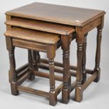 A Mid 20th Century Oak Nest of Three Tables, The Largest 50cm wide
