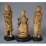 Three Oriental Resin Studies of Immortals, Tallest 24cm high