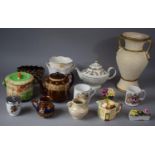 A Collection of Various Ceramics to include Two Handled Amphora Style Vase, The Wishing Well Biscuit