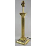 A Brass Corinthian Column Table Lamp with Stepped Square Plinth Base, 40.5cm high