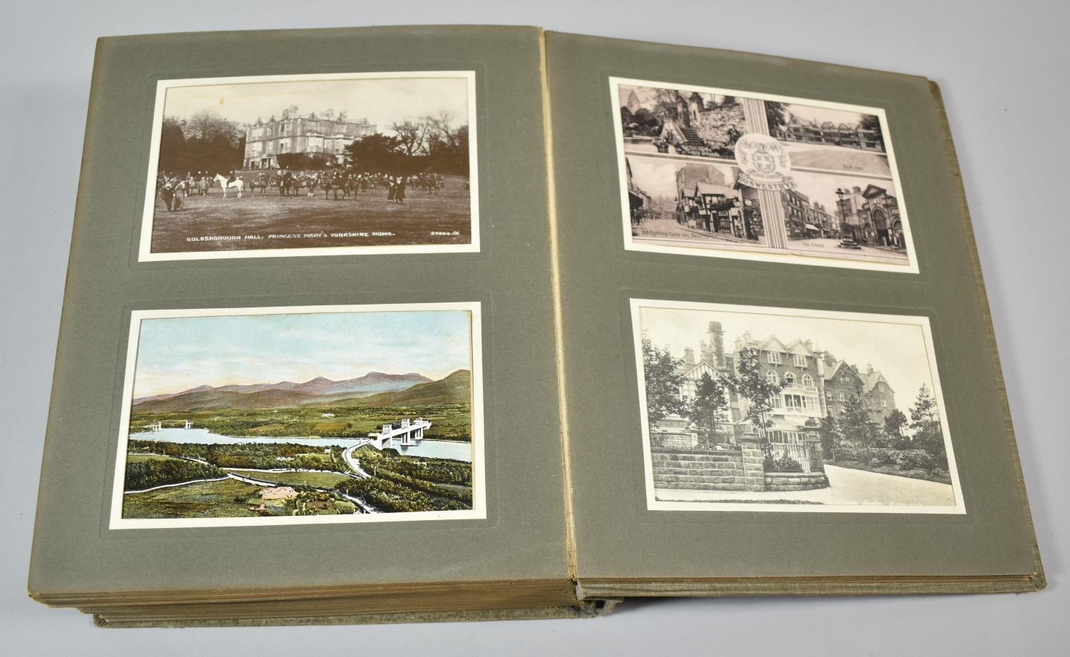 An Early 20th Century Postcard Album Containing Mixed, Coloured and Monochromed Postcards, WWI Silk,