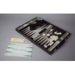 A Moder Eel Leather Cased Backgammon Set, 27.5cm wide