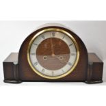An Art Deco Oak Mantle Clock with Silvered Chapter Ring, 36cm wide