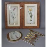 A Pair of Botanic Prints Together with a Wall Mounting Extendable Shaving Mirror, Prints 23x35.5cm