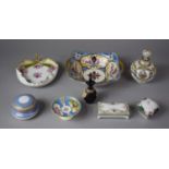A Collection of Seven Pieces of Noritake to include Two Handled Dish on Blue Ground with Gilt