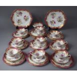 A Collection of Floral Pink and Gilt Decorated Teawares to comprise Teacups, Saucers, Side Plates,