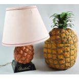 A Mid 20th Century Novelty Pub Table Lamp by Britvic and a Pineapple Ice Bucket