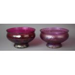 Two Royal Brierley Studio Iridescent Large Glass Footed Bowls