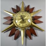 A Mid 20th Century Starburst Wall Clock with Battery Movement (Working Order), 47cm high