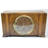 An Art Deco Walnut Cased Westminster Chime Mantle Clock of Rectangular Form, 39cm wide
