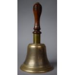 A Vintage School Bell with Turned Wooden Handle, 25cm long