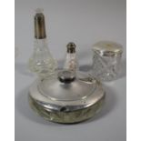 A Collection of Four Silver and Cut Glass Dressing Table Pots to Include Powder Pot with Inner