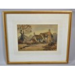 A Framed Watercolour of a Cottage, 25cm wide