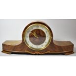 A Mid/Late 20th Century Oak and Walnut Mantle Clock with Bracket Feet, 38.5cm wide