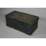 A Green Painted Pine Tool Box Containing Vintage Tools and Metalwares, 77cm wide