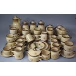 A Collection of Denby teawares to comprise Cups, Cake Plate, Teapots, Coffee Pots, Hot Water Pots