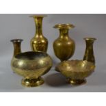 A Collection of Six Pieces of Indian and Far Eastern Etched Brass