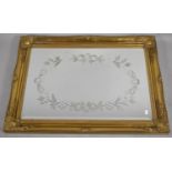 A Large Gilt Framed Wall Mirror with Etched Glass, 91cm wide
