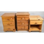 A Collection of Three Modern Pine Bedside Drawer Units