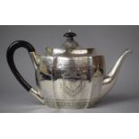 A Victorian Silver Teapot with Ebony Handle and Finial, 579g London 1891