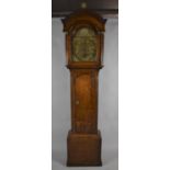 A 19th Century Oak Longcase Clock with Arched Brass Dial Having Subsidiary Seconds Indicator, 8