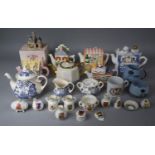 A Collection of Ceramics to Include Novelty Teapots, Blue and White Transfer Printed Three Piece Tea