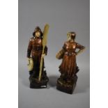 A Pair of Bernard Bloch Eichwald Copper Glazed Figures of Sailor and Wife, Circa 1890, 30cms High