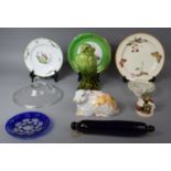 A Collection of Ceramics to include Green Glazed Hawk Vase, Lidded Italian Rabbit Box, Victorian