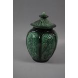A Sylvac Green Glazed Lidded Temple Jar, Shape No 5393 Decorated in Relief with Trees and Birds,