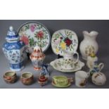A Collection of Continental, English and Oriental Ceramics to include Lidded Oriental Vases,