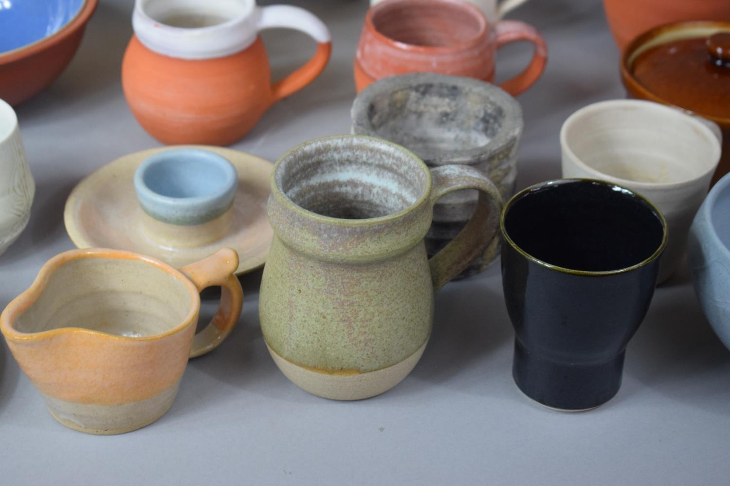 A Collection of Various Studio Pottery to include Jugs, Tile, Plates, Lidded Pots, Examples by South - Image 5 of 8