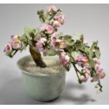 A Chinese Prunus Blossom Parted Glass Tree in a Celadon Pot Circa 1960