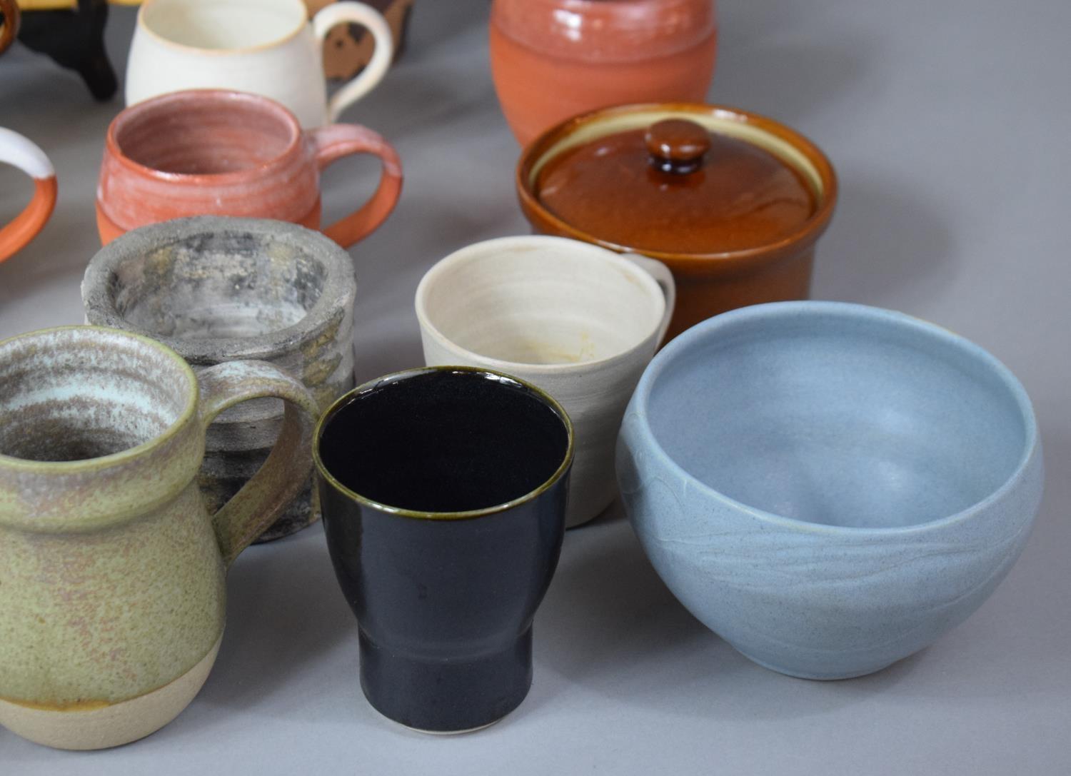 A Collection of Various Studio Pottery to include Jugs, Tile, Plates, Lidded Pots, Examples by South - Image 6 of 8