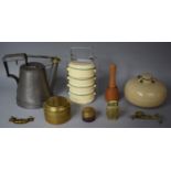 A Collection of Items to include Metal Pressure Kettle, Brass Lidded Container, Brass and Leather