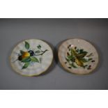 A Pair of Italian Cantagalli Fruit Decorated Plates with Cockerel Marks to Base, 22cms Diameter