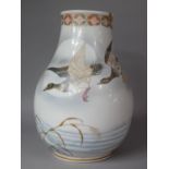 A Mid/Late 20th Century Oriental Porcelain Vase With Handpainted Decoration Depicting Ducks, 36cm