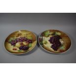 A Pair of Late 19th Century Hand Painted Chargers Decorated with Fruit and Signed H Deakin, 34cms
